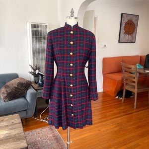 Vintage Carlisle Gingham Plaid Checkered Coat Jacket Dress
